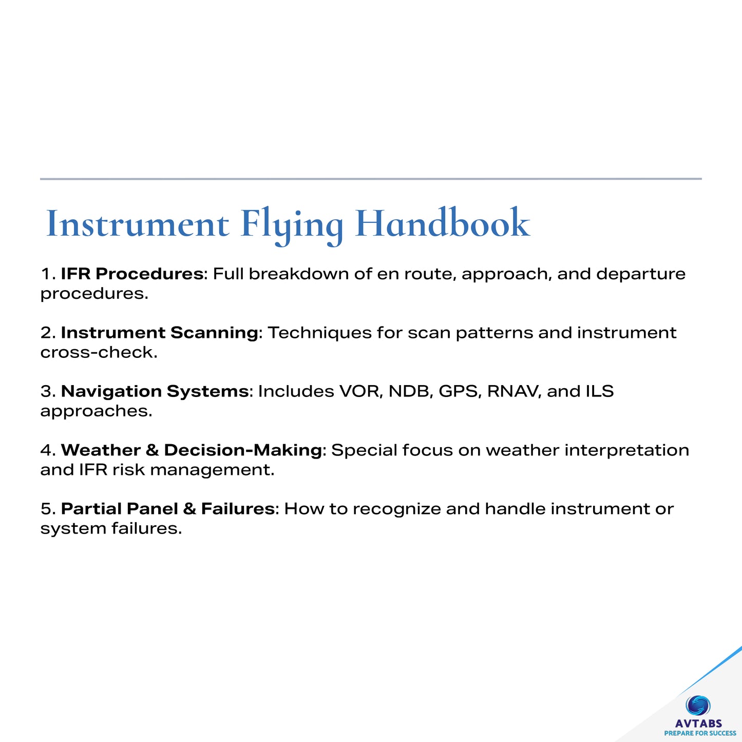 Instrument Flying Handbook (IFH) Pre-Tabbed